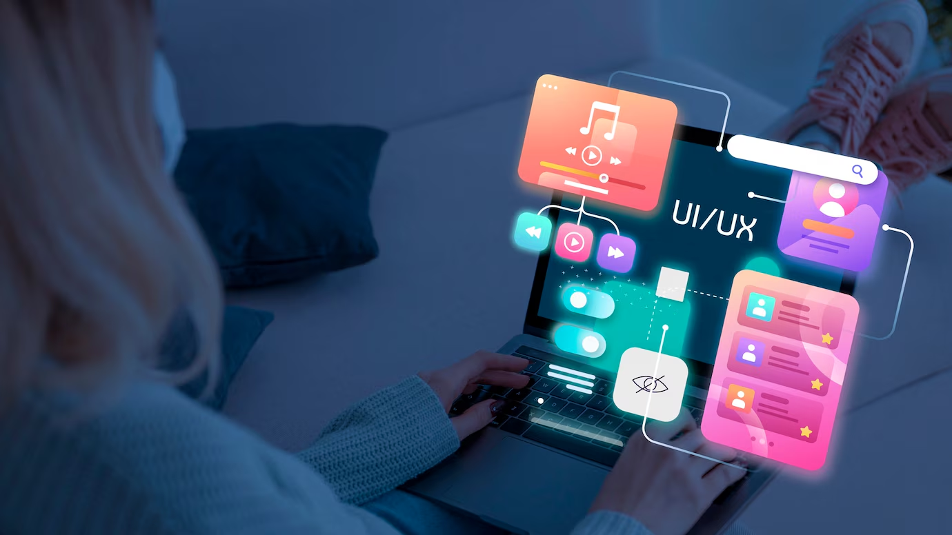 Smartphone showing mobile app development interface with blurred background, Netherlands services