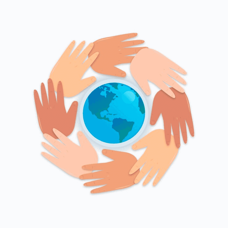 Animated: world Globe in the circle of hand palms symboling helping