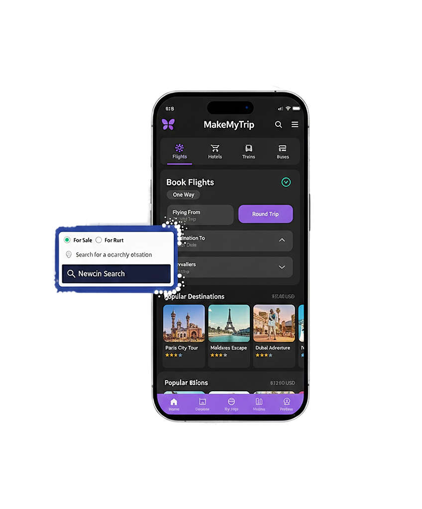 MakeMyTrip Clone Interface