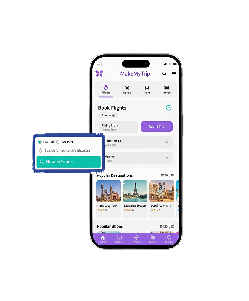 MakeMyTrip Clone App Features